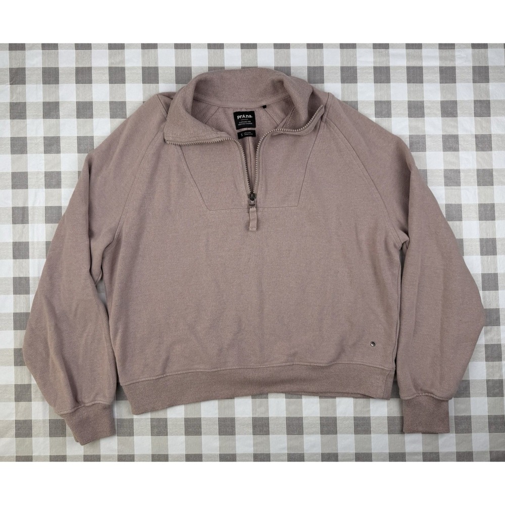 prAna Quarter Zip Pullover Neutral Minimalist Athleisure Cozy S